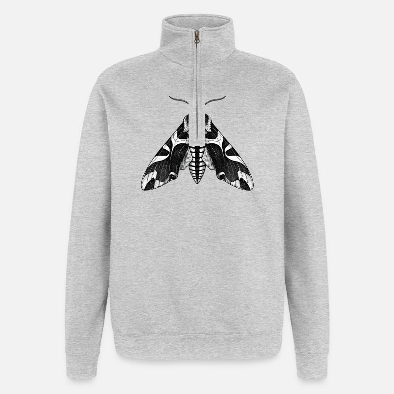 Moth Shadow Pattern Moth Black Moth - Quarter-Zip Sweatshirt - heather grey