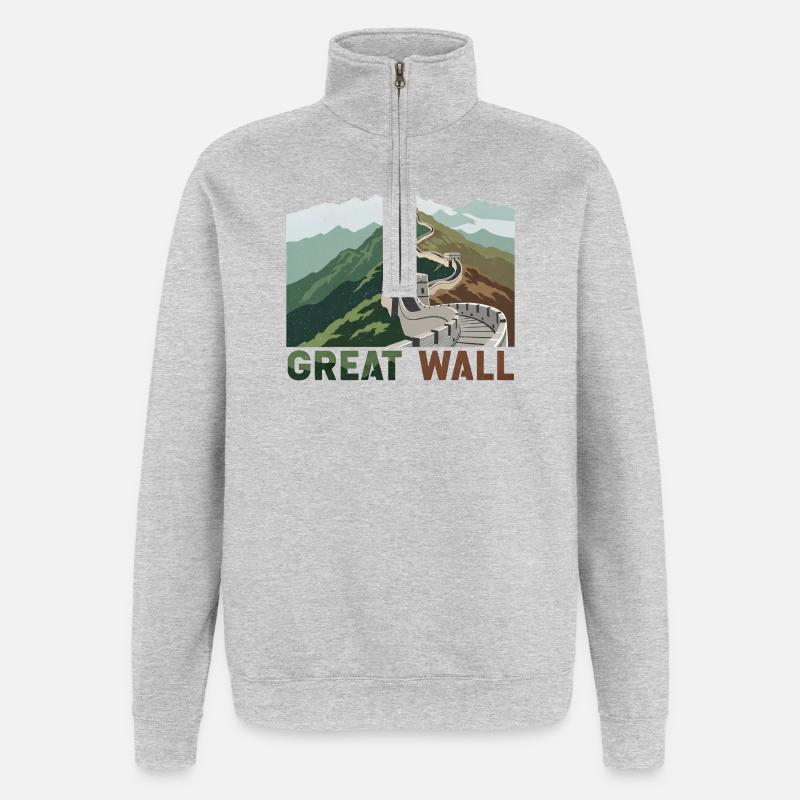 Große Mauer Chinesische Mauer - Quarter-Zip-Sweatshirt - Grau meliert