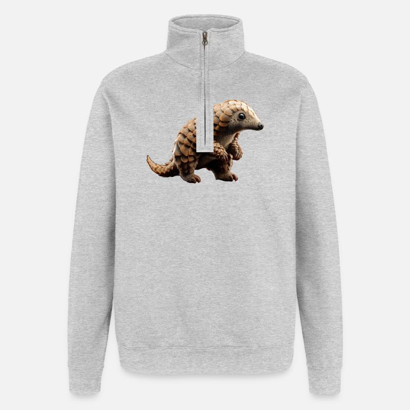 Pangolin Schuppentier Tannenzapfentier Pangoline - Quarter-Zip-Sweatshirt - Grau meliert