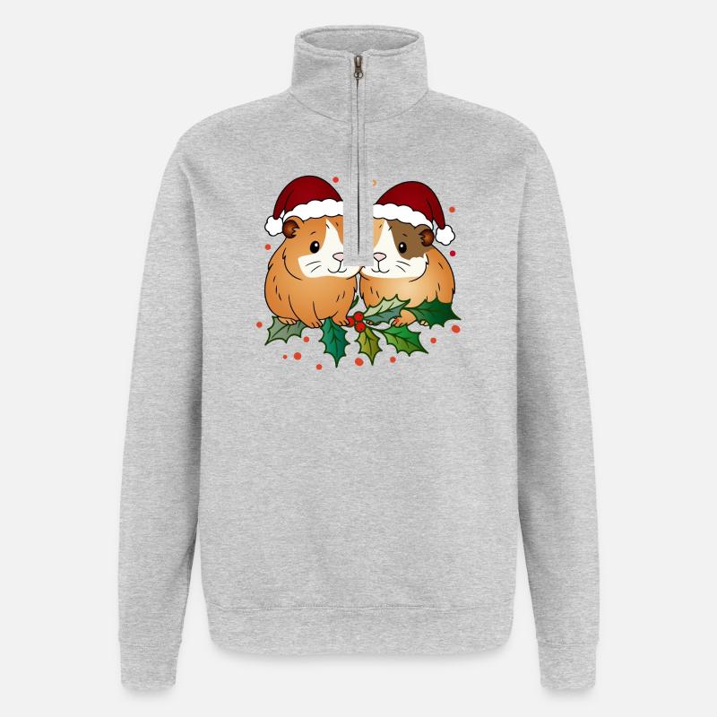 Duo cochon d’Inde moche de Noël - Sweat à zip 1/4 - gris chiné