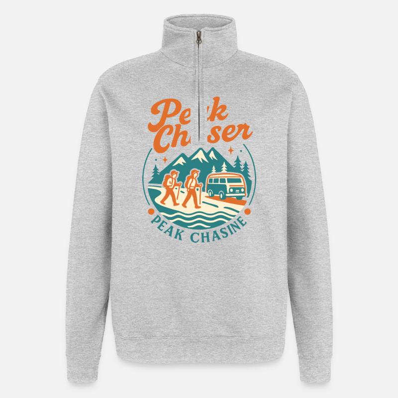Peak Chaser Abenteuer - Quarter-Zip-Sweatshirt - Grau meliert
