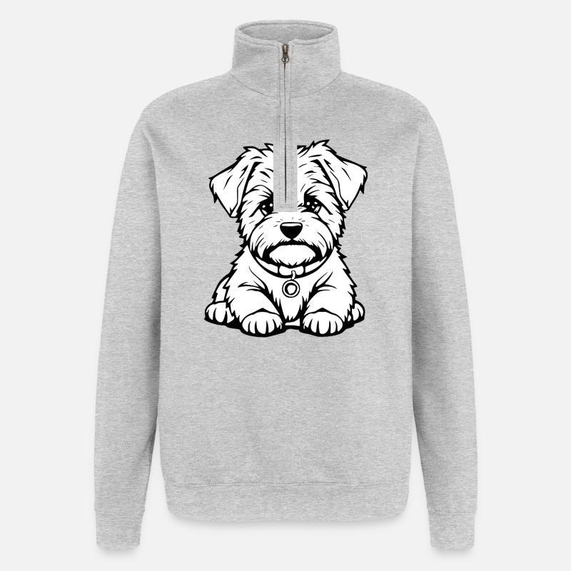 Chien Blanc Noir et Blanc - Sweat à zip 1/4 - gris chiné