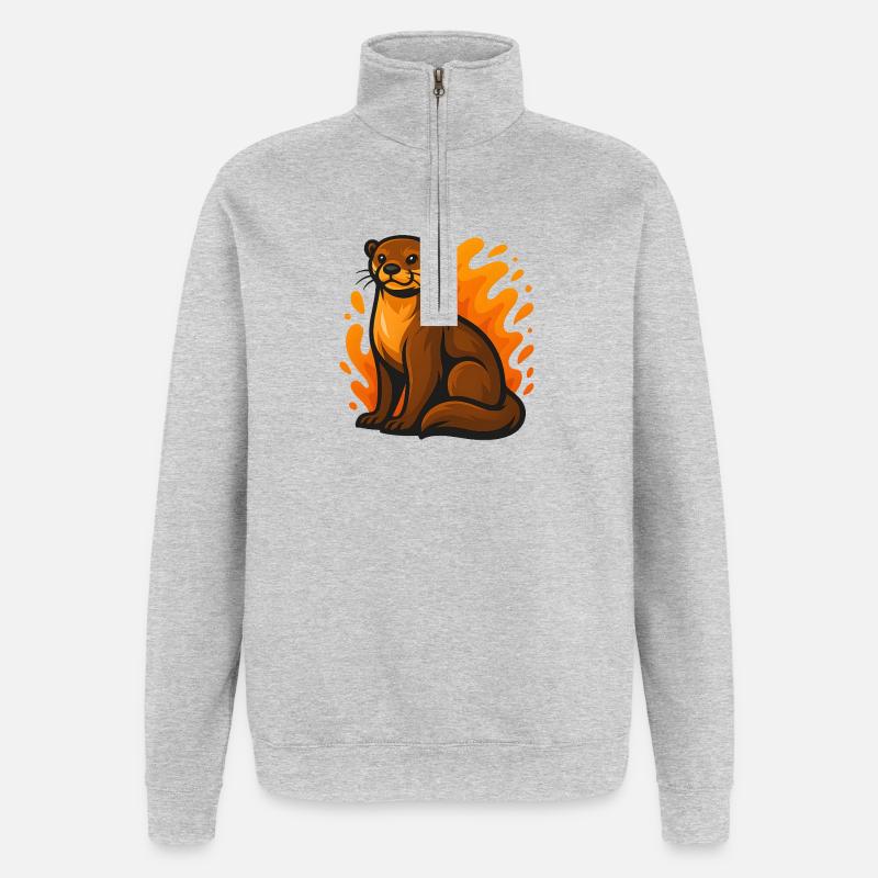 Flammender Otter - Quarter-Zip-Sweatshirt - Grau meliert