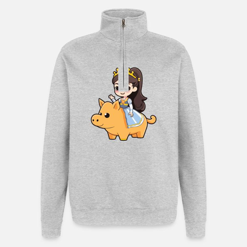 Princesse Cochon Bande Dessinée - Sweat à zip 1/4 - gris chiné