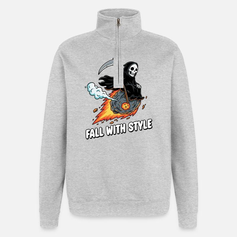 Grim Reaper Rocket Style - Quarter-Zip Sweatshirt - heather grey