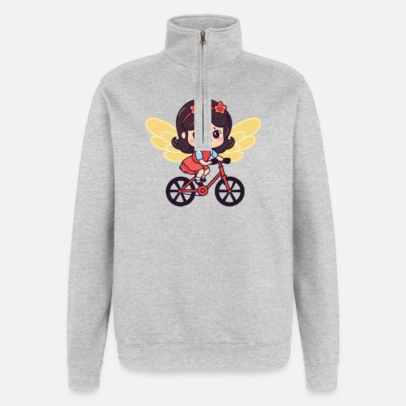 Fairy Cute Bicycle Comic - Quarter-Zip Sweatshirt - heather grey