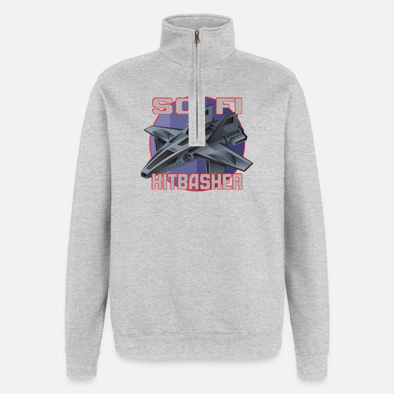 Conception de jet SciFi Kitbasher - Sweat à zip 1/4 - gris chiné