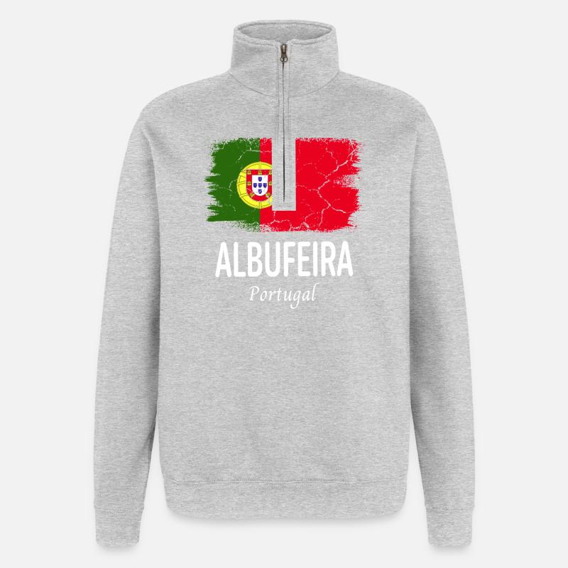 Albufeira - Sweat à zip 1/4 - gris chiné