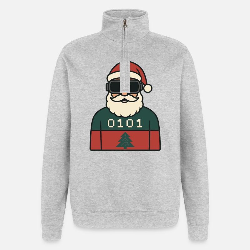 Cyber Santa VR Conception de Noël - Sweat à zip 1/4 - gris chiné