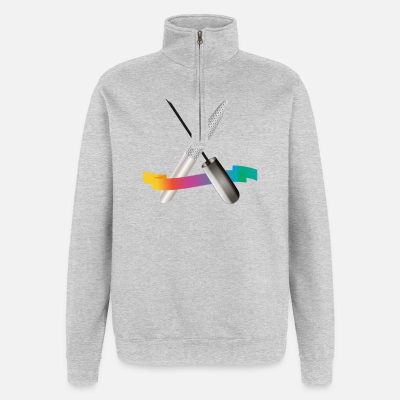 Outils de manucure avec illustration dégradée - Sweat à zip 1/4 - gris chiné