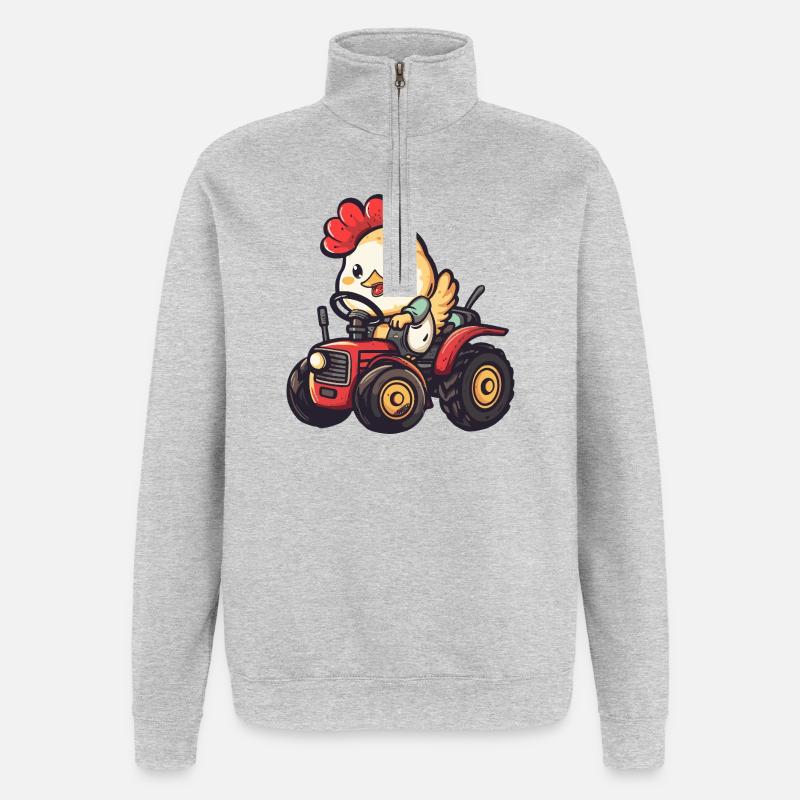 Éleveur de tracteurs de poulet - Sweat à zip 1/4 - gris chiné