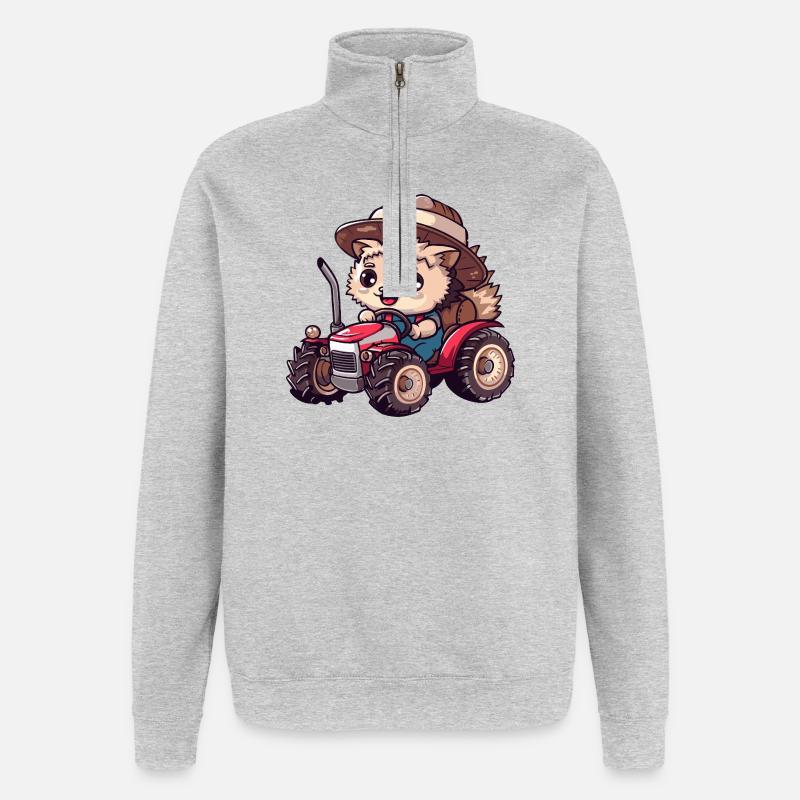 Igel Traktor Farmer - Quarter-Zip-Sweatshirt - Grau meliert