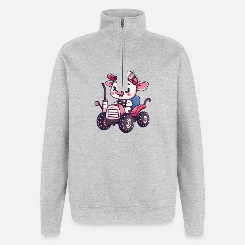 Éleveur de tracteurs de vaches - Sweat à zip 1/4 - gris chiné