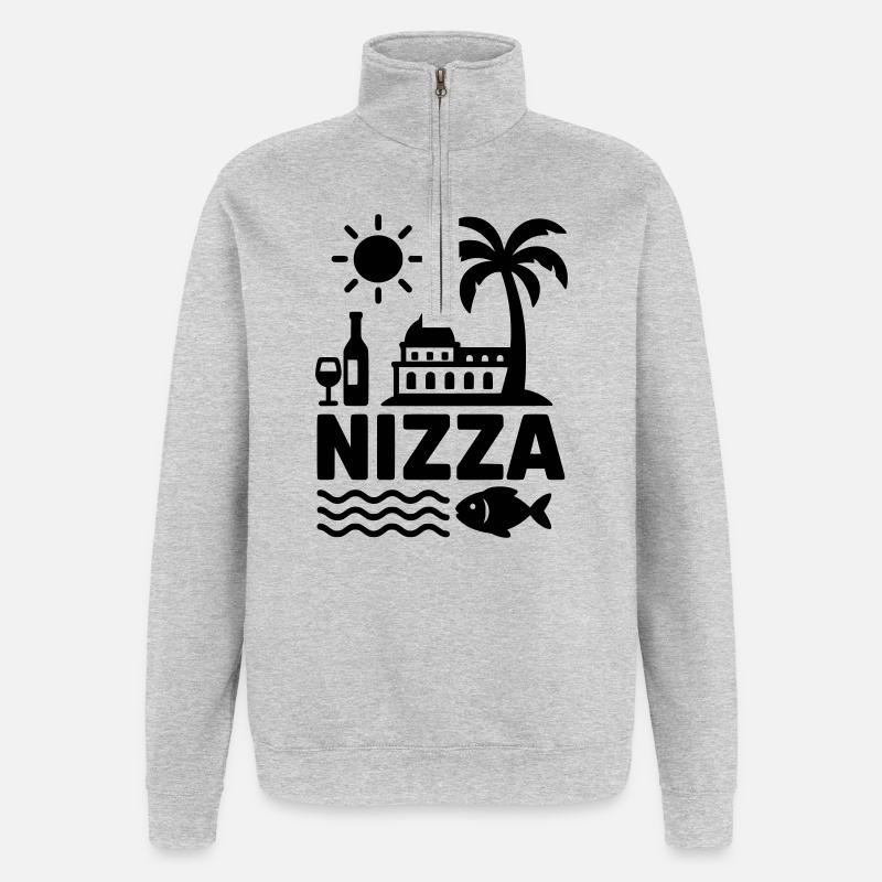 Gentil - Sweat à zip 1/4 - gris chiné