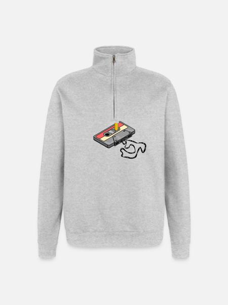 Nostalgia Retro Cassette Tape Pencil 2000 Vibes - Sweat à zip 1/4 - gris chiné