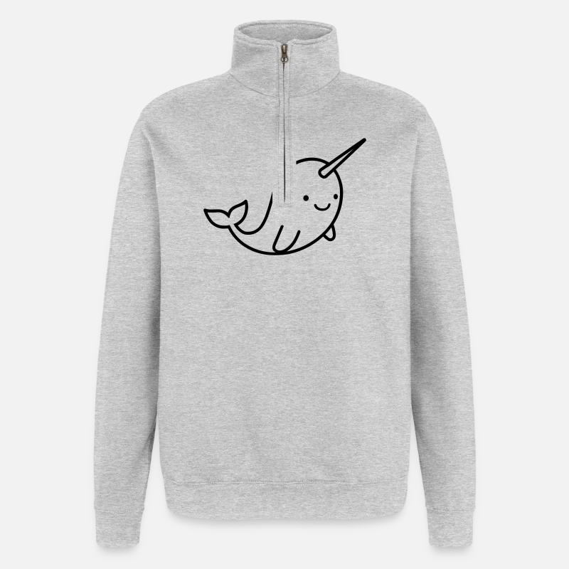 Narval - Sweat à zip 1/4 - gris chiné