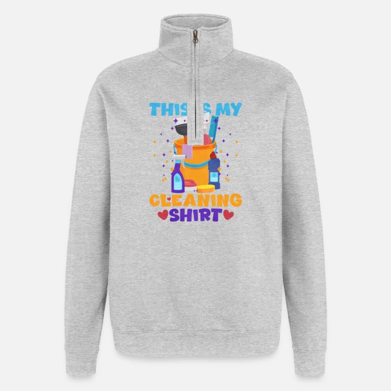 C’est ma chemise de nettoyage - Sweat à zip 1/4 - gris chiné