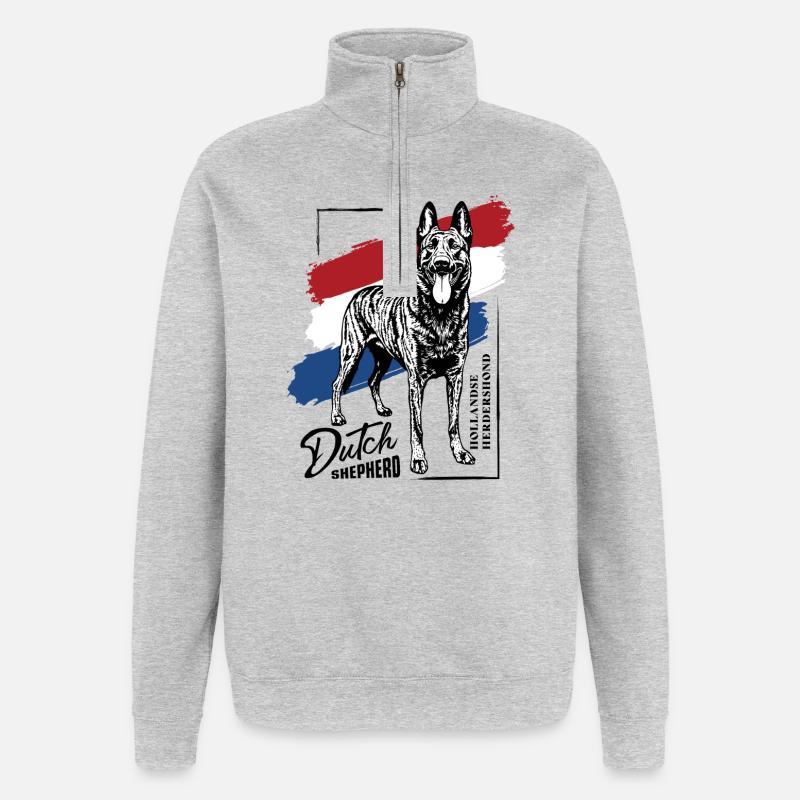 Dutch Shepherd - Dutchie  - Quarter-Zip Sweatshirt - heather grey