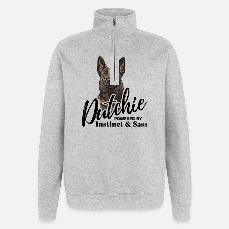 Dutch Shepherd - Dutchie  - Quarter-Zip Sweatshirt - heather grey