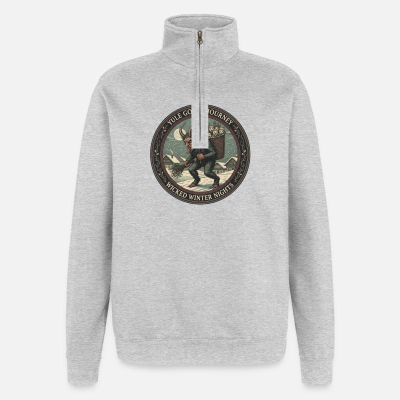 Die Reise der Weihnachtsziege – Böse Winternächte - Quarter-Zip-Sweatshirt - Grau meliert