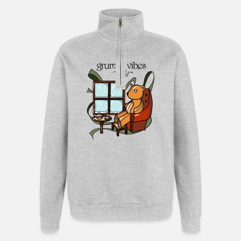 Grumpy Bear - Quarter-Zip Sweatshirt - heather grey
