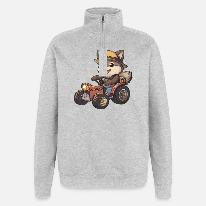 Wolf Traktor Farmer - Quarter-Zip-Sweatshirt - Grau meliert