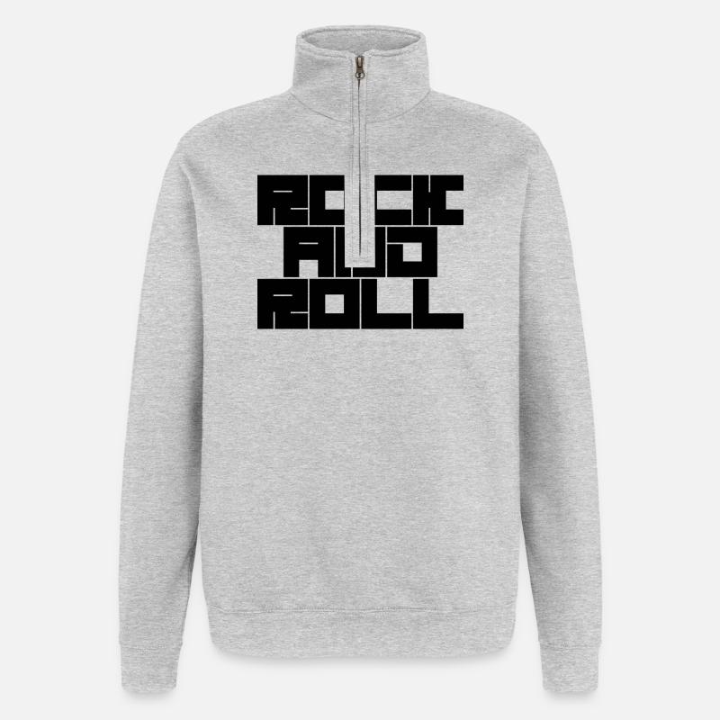 Rock'n'Roll Typografie Design - Quarter-Zip-Sweatshirt - Grau meliert