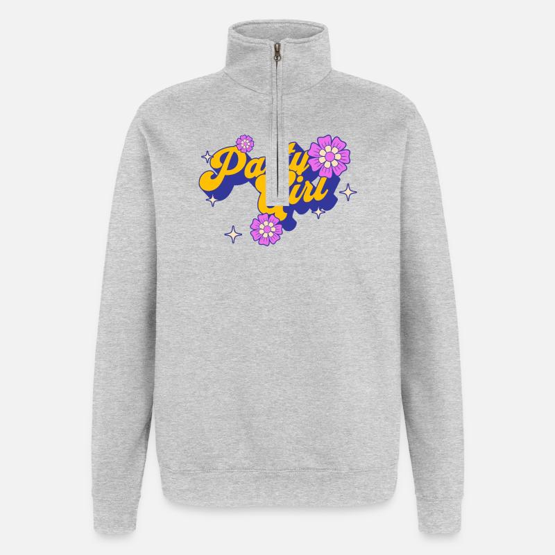 Fêtarde - Sweat à zip 1/4 - gris chiné