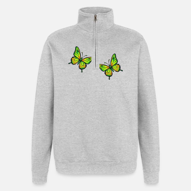 Leuchtende Schmetterlinge - Quarter-Zip-Sweatshirt - Grau meliert