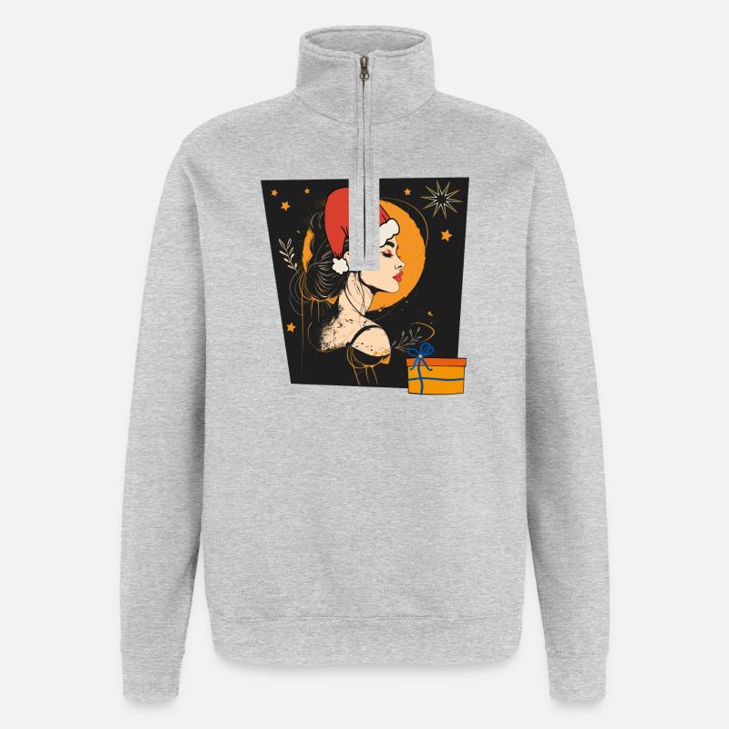Noël du Père Noël - Sweat à zip 1/4 - gris chiné