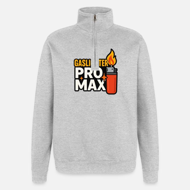 Gaslighter Pro, lustiges Internet-Meme - Quarter-Zip-Sweatshirt - Grau meliert
