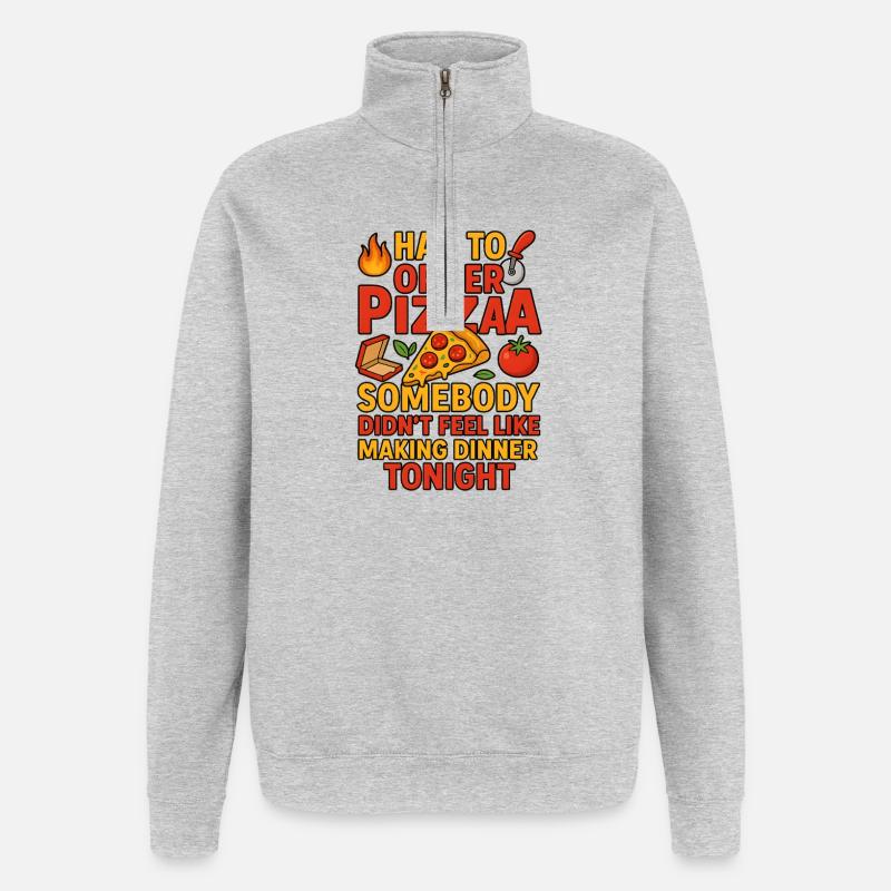 Pizzaabend-Proklamation, lustiges Beziehungsessen - Quarter-Zip-Sweatshirt - Grau meliert