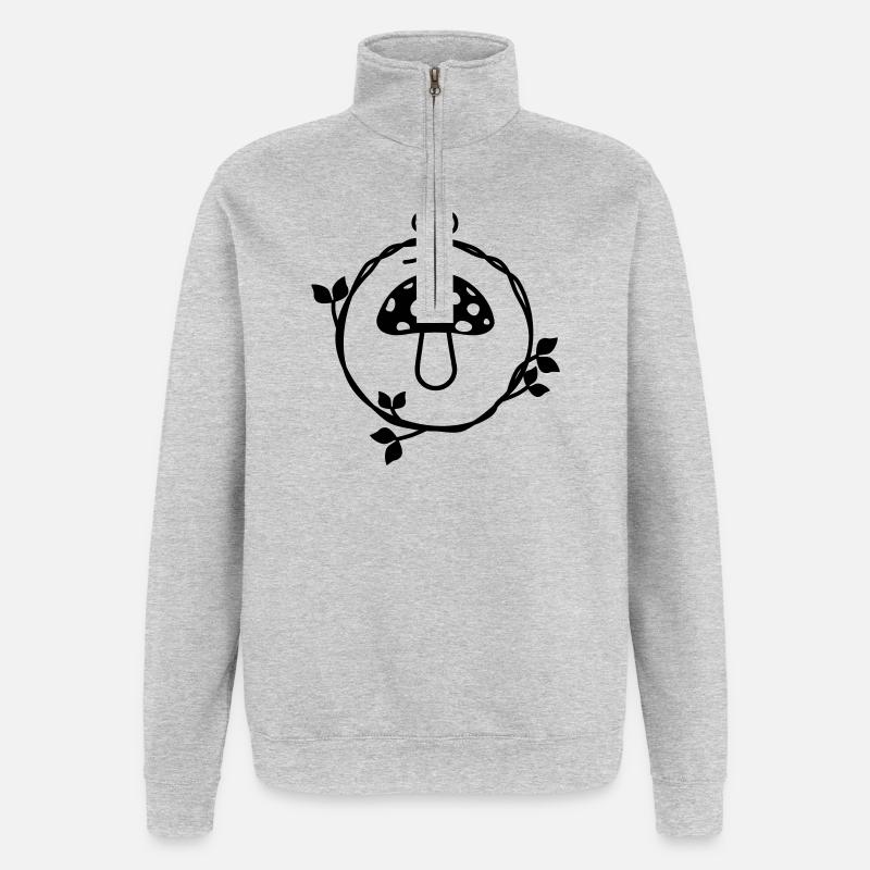 Toadstool in the wreath of leaves - Quarter-Zip Sweatshirt - heather grey