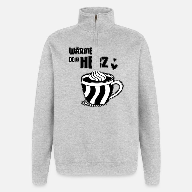 Tasse à café Warm Your Heart - Sweat à zip 1/4 - gris chiné
