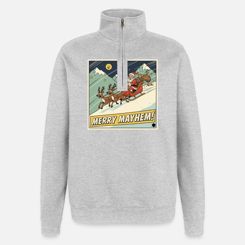 Tshirt Weihnachts Schlittenmayhem - Quarter-Zip-Sweatshirt - Grau meliert