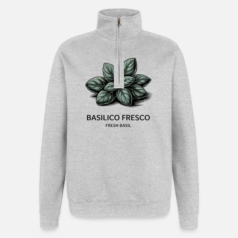 Fresque basilicale – basilic - Sweat à zip 1/4 - gris chiné
