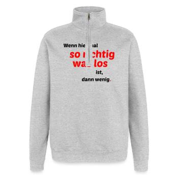 Wenig los - Quarter-Zip-Sweatshirt - Grau meliert - Vorne - AI Model Female 172 light (172cm) & AI Model Male 178 dark (178cm)