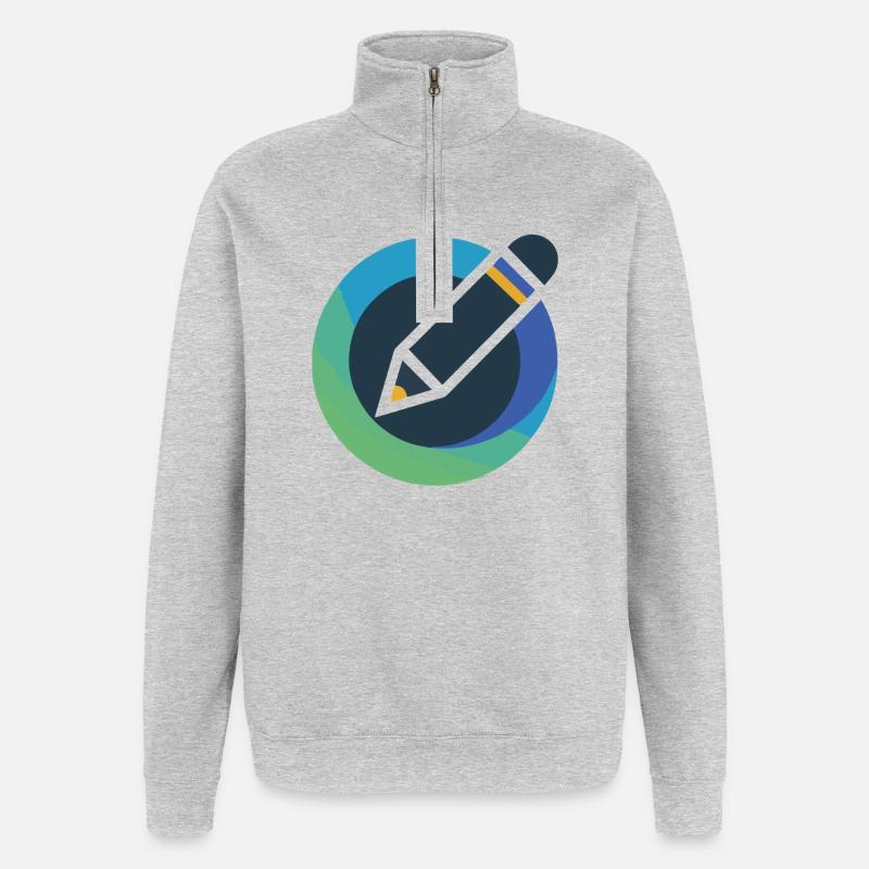 Emblème de crayon cercle abstrait - Sweat à zip 1/4 - gris chiné