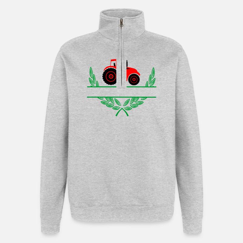 Red Tractor with Namespace - Quarter-Zip Sweatshirt - heather grey