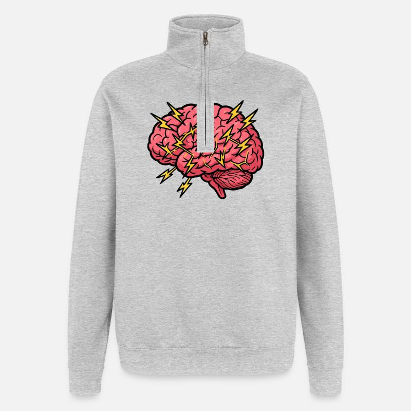 Blitzbrain Pop Art - Sweat à zip 1/4 - gris chiné