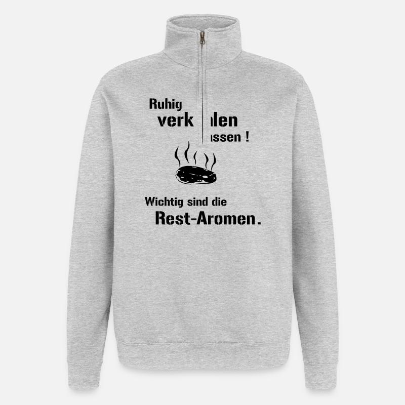 Saveurs résiduelles - Sweat à zip 1/4 - gris chiné