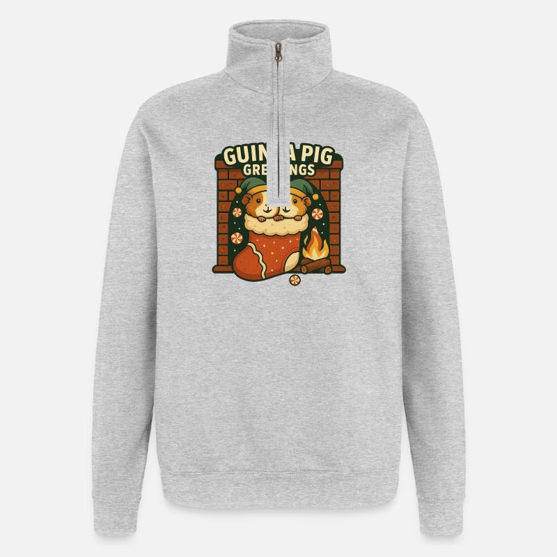 Salutations au cochon d’Inde - Sweat à zip 1/4 - gris chiné