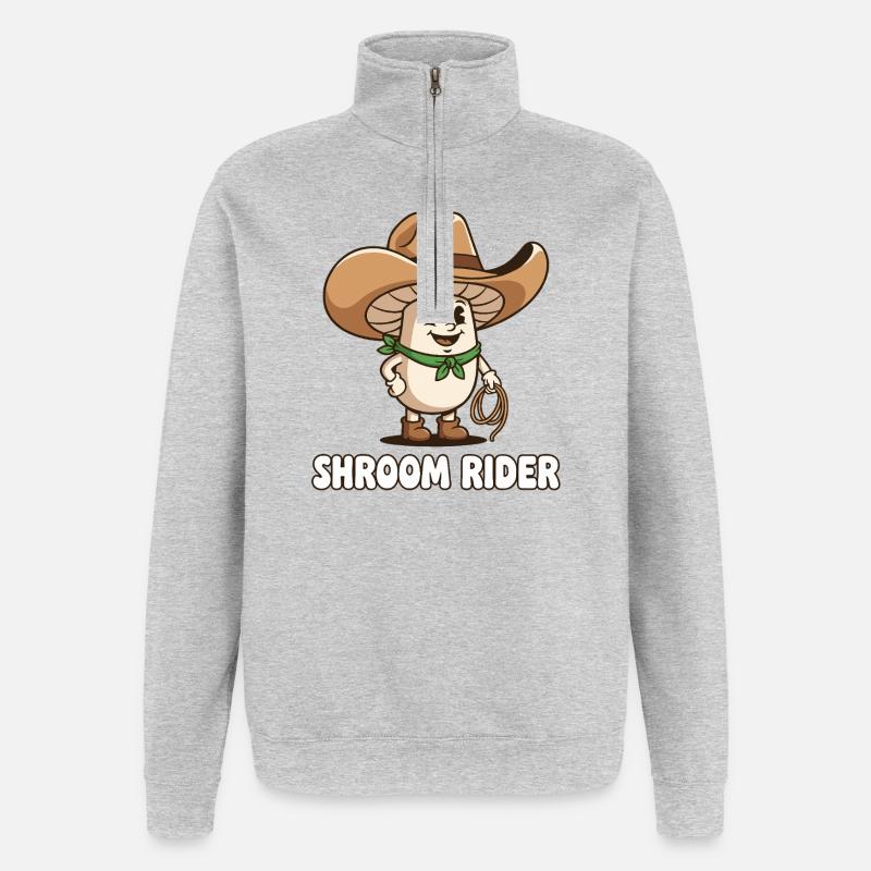 Champignon Cowboy Cavalier de Champignons - Sweat à zip 1/4 - gris chiné