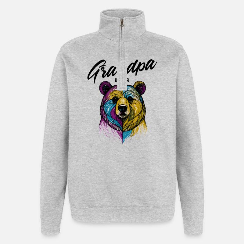 Rainbow Bear Split Opa Bär - Quarter-Zip-Sweatshirt - Grau meliert