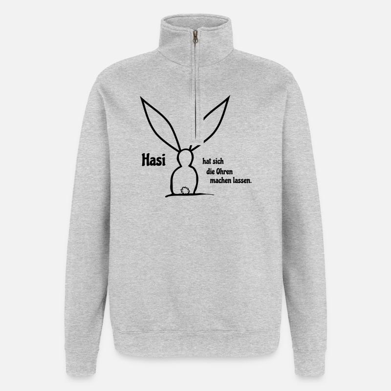 Ohren machen - Quarter-Zip-Sweatshirt - Grau meliert