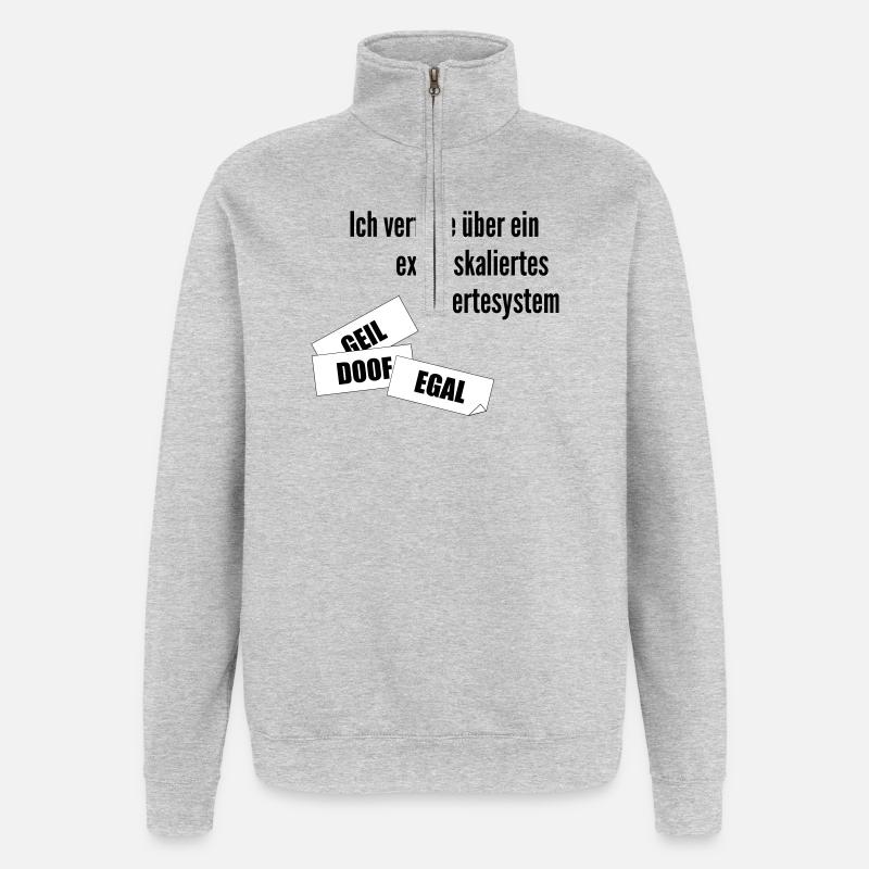 Werte - Quarter-Zip-Sweatshirt - Grau meliert