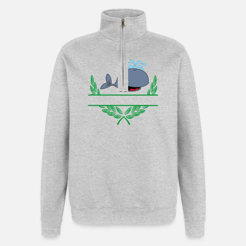 Whale with Namespace - Quarter-Zip Sweatshirt - heather grey