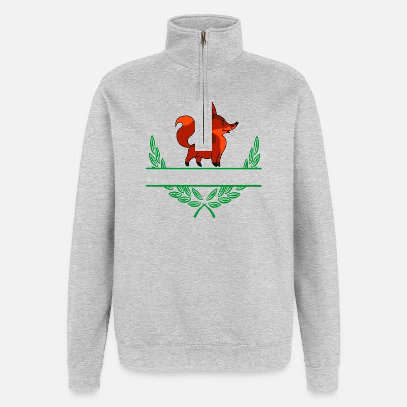 Fox with Namespace - Quarter-Zip Sweatshirt - heather grey