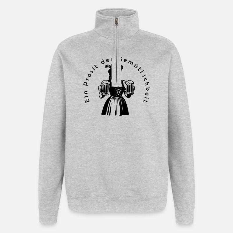 Ein Prosit der Gemütlichkeit - Sweat à zip 1/4 - gris chiné