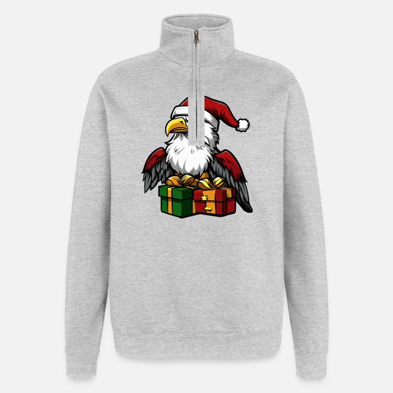 Cadeaux de Noël Eagle - Sweat à zip 1/4 - gris chiné